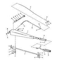 Компоненты ручного управления (с рулевым рычагом) 2-Х ТАКТНОГО ПЛМ MERCURY 75 Серийный номер от 0B240451 до 0C221999