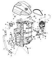 Компоненты блока цилиндров 4-Х ТАКТНОГО ПЛМ MERCURY 115 Серийный номер от 01B366823 и выше