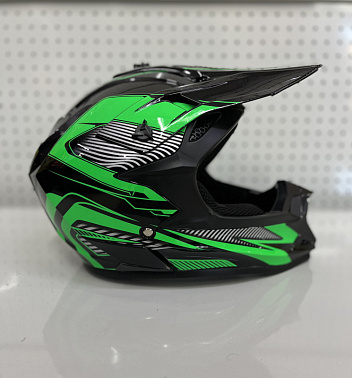Шлем кроссовый HETOSHI EDX цв. Черно-зеленый р. M