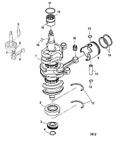 Коленчатый вал, поршни и шатуны 2-х тактного ПЛМ MERCURY 40 M Серийный номер от 0N056165 и выше