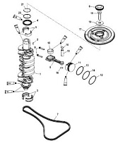 Коленвал, поршни и шатуны 4-Х ТАКТНОГО ПЛМ MERCURY 135 Серийный номер от 1B2270001 до 1B381711
