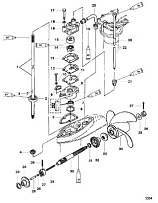 Компоненты корпуса редуктора 2-х тактного ПЛМ MERCURY 5 M Серийный номер от 0P017000 до 0P400999