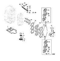 Впускной коллектор и резонатор 2-Х ТАКТНОГО ПЛМ MERCURY 55 Серийный номер от 9973100 до 0P016999