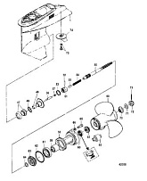 Корпус редуктора, карданный вал, серийный номер 0N116271 и выше 2-х тактного ПЛМ MERCURY 40 M Серийный номер от 0N056165 и выше