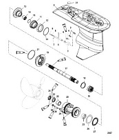 Корпус редуктора, карданный вал 4-Х ТАКТНОГО ПЛМ MERCURY 100 Серийный номер от 1B366823 и выше